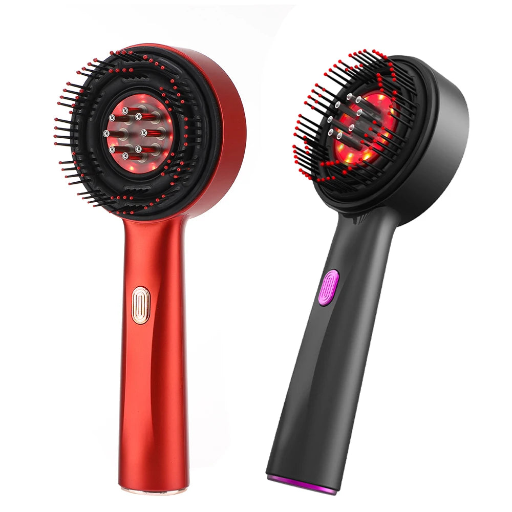 Electric Vibration Massage Comb with Red Light Therapy | Scalp Oil Liquid Applicator &amp; Head Massager for Hair Growth &amp; Anti-Hair Loss - Clean Vanilla