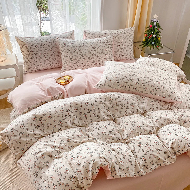 3-Piece Cartoon Heart Plant Floral Print Set
