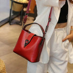 Real Oil Wax Leather Women's Bucket Bag - Large Capacity  Clean Vanilla Store
