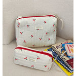Quilted Cotton Retro Cherry Travel Cosmetic Bag  Clean Vanilla Store