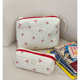 Quilted Cotton Retro Cherry Travel Cosmetic Bag  Clean Vanilla Store