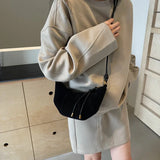 LEFTSIDE 2024 Retro Splicing Leather Shoulder Bag