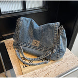 Denim Chain Crossbody Bag for Daily Work & Travel