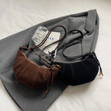 LEFTSIDE 2024 Retro Splicing Leather Shoulder Bag