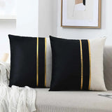 Blue Velvet Gold Bar Cushion Case Set of 2