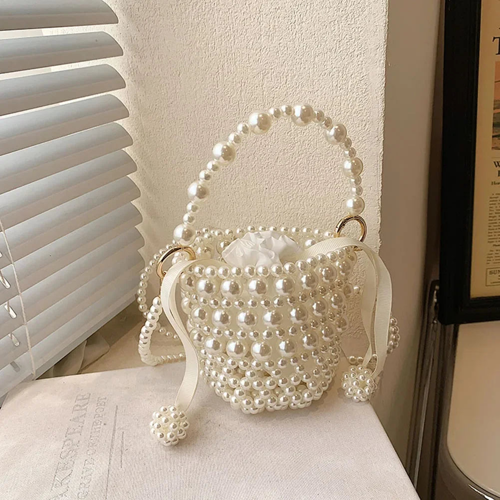 Pearl Handle Mini Bucket Bag for Women 2023