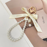 Imitation Pearl Bowknot Keychain Bag Charm Jewelry