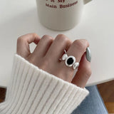 VENTFILLE 925 Sterling Silver Water Droplets Cross Ring
