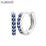 925 Silver Needle Crystal 9mm Small Hoop Earrings