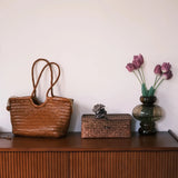 Genuine Leather Hand-Woven Vintage Tote Bag