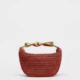 Summer Rattan Half-Moon Beach Straw Shoulder Bag