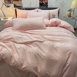 Nordic Plaid Wash Cotton Bedding Set, 4 Pcs