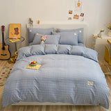 Black White Small Checks Printed Bed Set - 4 Pcs