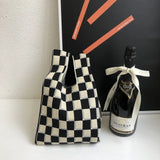 Designer Plaid Woven Shoulder Bag Tote Chic