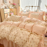 Korean Lace 100% Cotton Duvet Cover Set, 3pcs