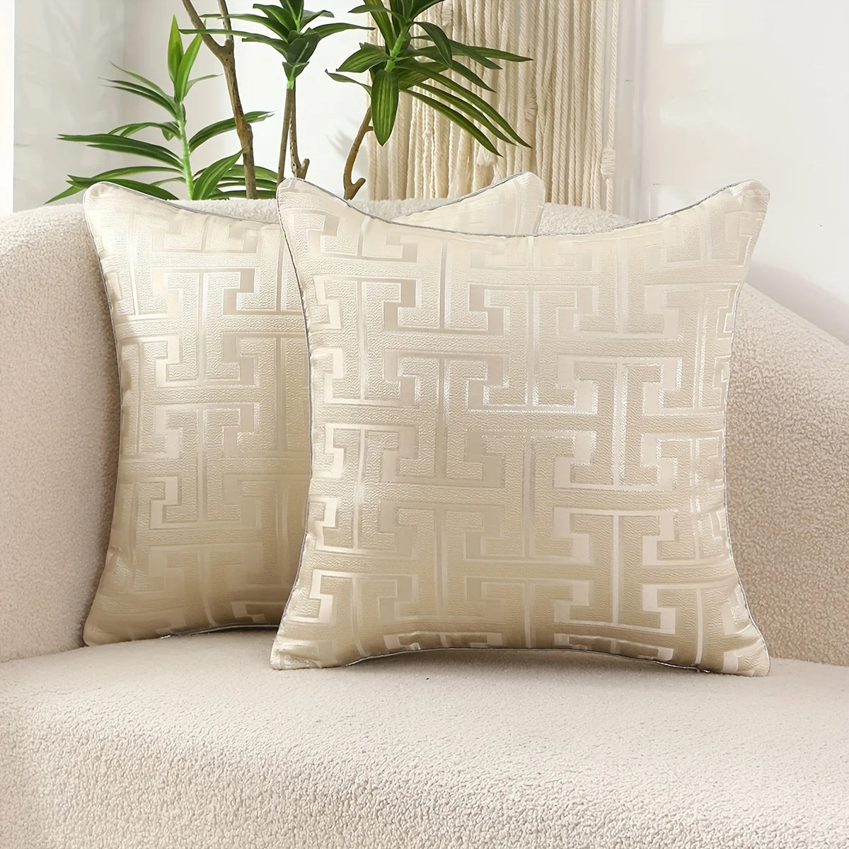 Modern Geometric Jacquard Pillow Cover with Zipper