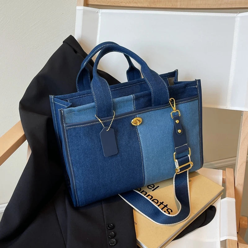 Large Capacity Handbag for Women 2024, Denim Tote