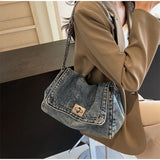 Denim Chain Crossbody Bag for Daily Work & Travel