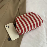 Striped Ruched Cloud Purse Summer Beach Clutch Bag