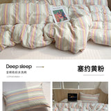 Korean Cotton Pink Stripes Duvet Cover 150x200 Size