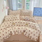 4pcs Floral Korean Lace Duvet Cover Set