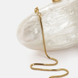 Egg Shell Clutch Bag with Pearl Detail for Parties