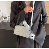 New Fashion Color Block Denim Square Shoulder Bag