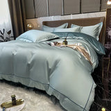 White Egyptian Cotton Bedding Set with Embroidery 4 pcs