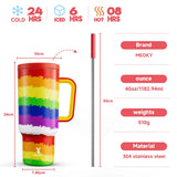 Meoky 40oz Tumbler with Straw, Insulated Car Mug