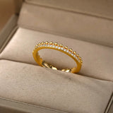 Luxury Zircon Geometric Ring for Women, Gold Color