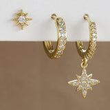 Fashion Stainless Steel Star Drop Earrings Set - 3 Piece