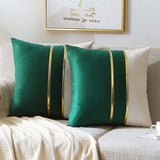 Blue Velvet Gold Bar Cushion Case Set of 2