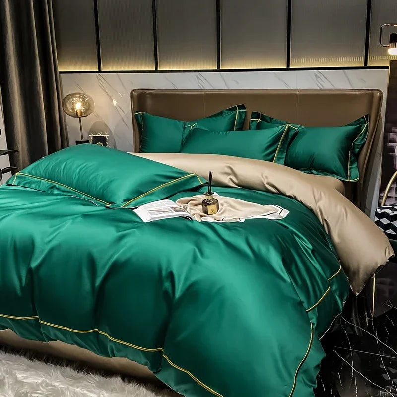 White Egyptian Cotton Bedding Set with Embroidery 4 pcs
