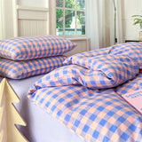 Colorful Cotton Plaid Duvet Cover Set, 3 Pcs