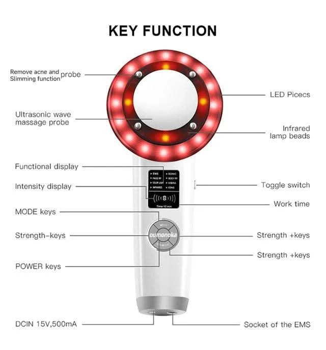 HIFU LED Red Light Face Lifting Machine Facial Appliance Skincare Red Light Therapy Vibrating Beauty Health Portable Airbrush - Clean Vanilla