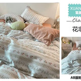 Korean Style Blue Letter Bedding Set for All Sizes 4 pcs