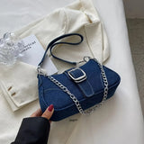 Chic Denim Tote Shoulder Bag for Women, Casual Style