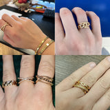 Fashion Gold Color Stainless Steel Ring with Crystal Zircon