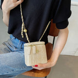 Mini Straw Bucket Crossbody Bag For Women 2021 Summer