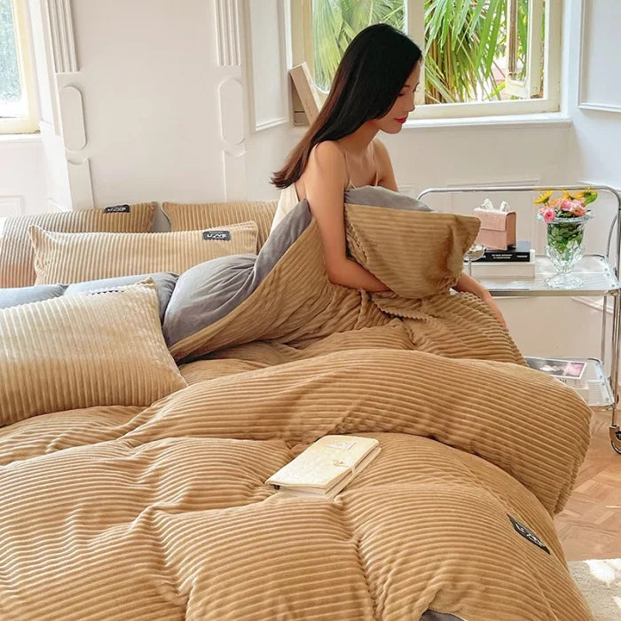 Winter Warm 3pcs Duvet Cover Set, Flano Fleece