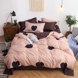 Korean Style Blue Letter Bedding Set for All Sizes 4 pcs