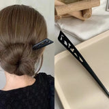 New Women Fashion Simple Black Wood Hairpin