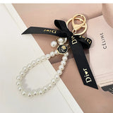Imitation Pearl Bowknot Keychain Bag Charm Jewelry