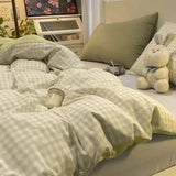 Pink Solid Bedding Set With Duvet Cover & Pillowcases 4 pcs