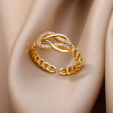 Fashion Gold Color Stainless Steel Ring with Crystal Zircon