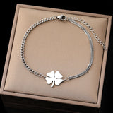 Stainless Steel Lucky Clovers Pendant Bracelet for Women