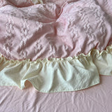 Pink Korean Princess Lace Ruffles Bedding Set 4 Pcs