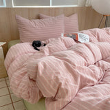 Korean Cotton Pink Stripes Duvet Cover 150x200 Size