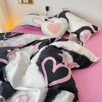 Fashion Plaid Bedding Set Brown Stripe Duvet Cover Queen  Clean Vanilla Store