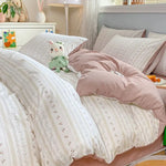 Fashion Plaid Bedding Set Brown Stripe Duvet Cover Queen  Clean Vanilla Store